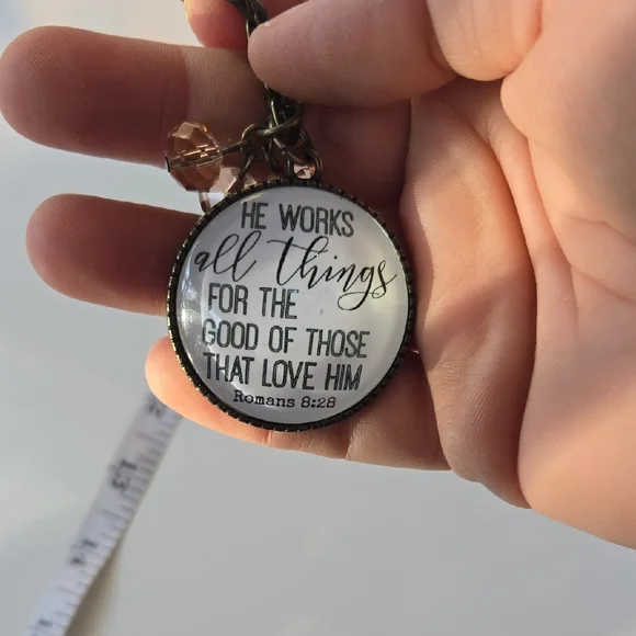 Inspirational Pendant Necklace with Pink Beads - Picture 6 of 6